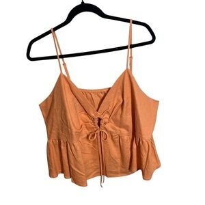 And now this orange babydoll camisole tank top linen blend women’s 3x